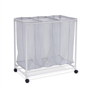 vodzup soft silver mesh 3-bag rolling sorting laundry cart, wyt-85