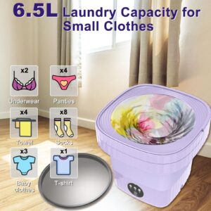 Portable Washing Machine, Mini Washing Machine, Foldable Washer With Spin Dryer, Small Collapsible Laundry for Travel, Apartment, Dorm, Camping, RV, Underwears, Socks, Baby Clothes, Purple