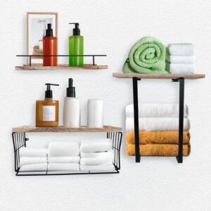 hxc-blg bathroom shelves over toilet for wall，floating shelves over toilet paper holder，wall mounted rustic wood storage basket shelves for bedroom，living room & kitchen