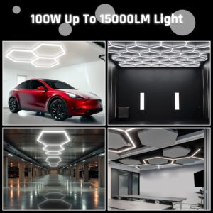 X-Litall Hexagon Garage Led Lights - Hexagon LED Lights, 6500K 17280LM Car Ceiling Detailing Shop Lights for Garage, Basement, Workshop, Warehouse, Gym, Barber, Auto Beauty Shop