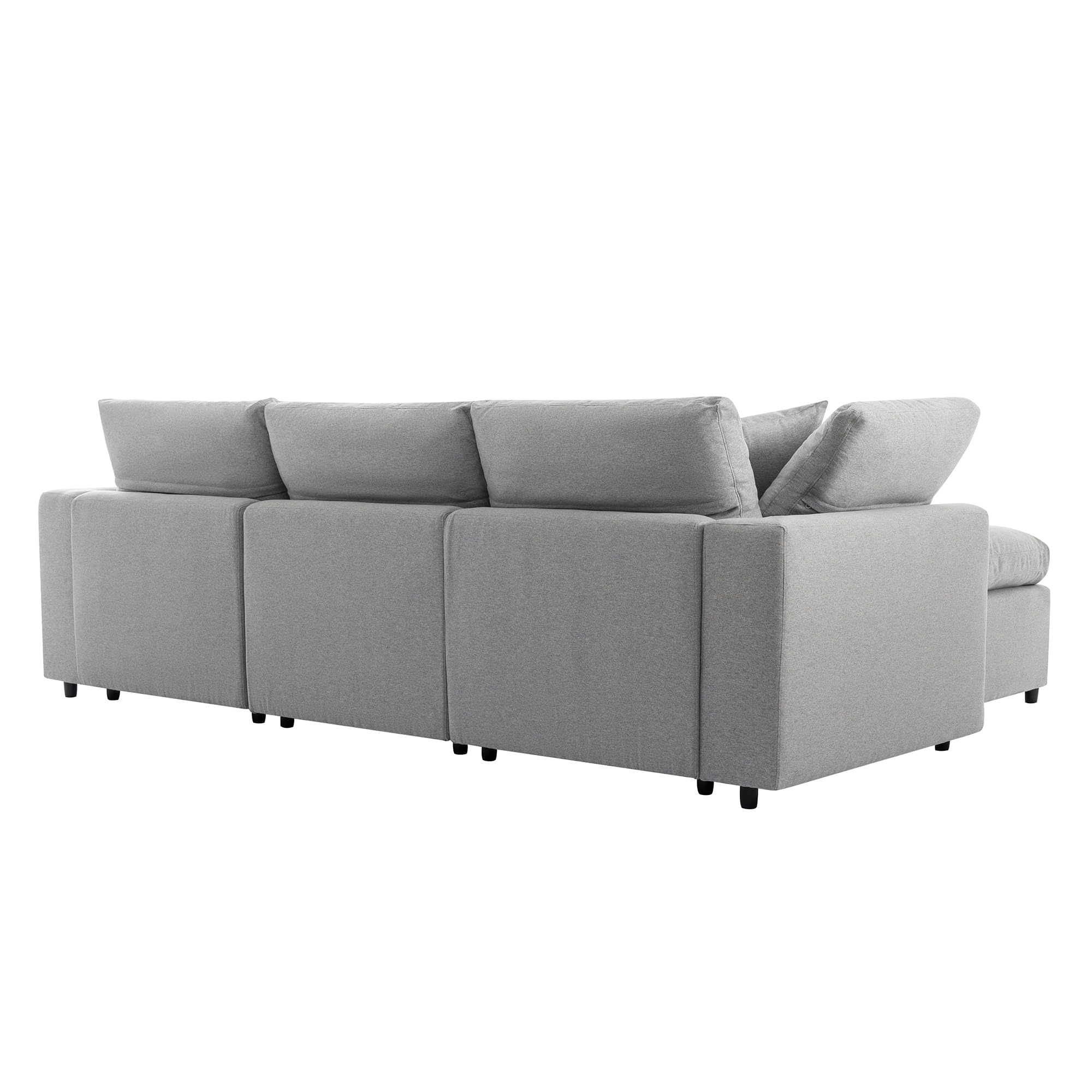 Taiweny Down Filled Convertible Modular Sectional Sofa, Modern Modular 3-Seat L-Shape Sofa Couch with Convertible Ottoman, Cloud Sofa Couch with Feather Filled for Living Room Apartment(Light Grey)