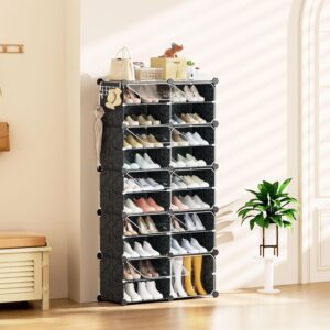 10-Tier Portable Shoe Rack Organizer for Closet Entryway 40 Pairs Shoe Storage Cabinet with Doors Shoe Rack with Cover Plastic Freestanding Stackable Shoe Organizer Shelves for Closet Entryway Bedroom