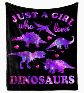 orcysr dinosaur blanket for girls just a girl who loves dino soft throw blanket warm flannel blanket unique birthday toys gifts room decor blankets for toddler teen girls(dinosaur,40×50)