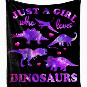 ORCYSR Dinosaur Blanket for Girls Just a Girl Who Loves Dino Soft Throw Blanket Warm Flannel Blanket Unique Birthday Toys Gifts Room Decor Blankets for Toddler Teen Girls(Dinosaur,40×50)