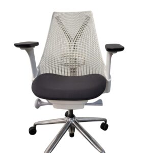 OFFICE LOGIX SHOP Нeгmaп Μilleг Sayl Chair (Open Box) (White w/Lumbar Chrome Base)