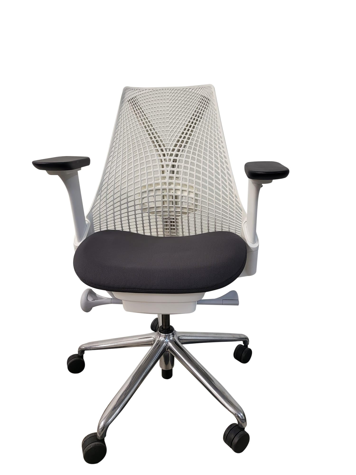 OFFICE LOGIX SHOP Нeгmaп Μilleг Sayl Chair (Open Box) (White w/Lumbar Chrome Base)