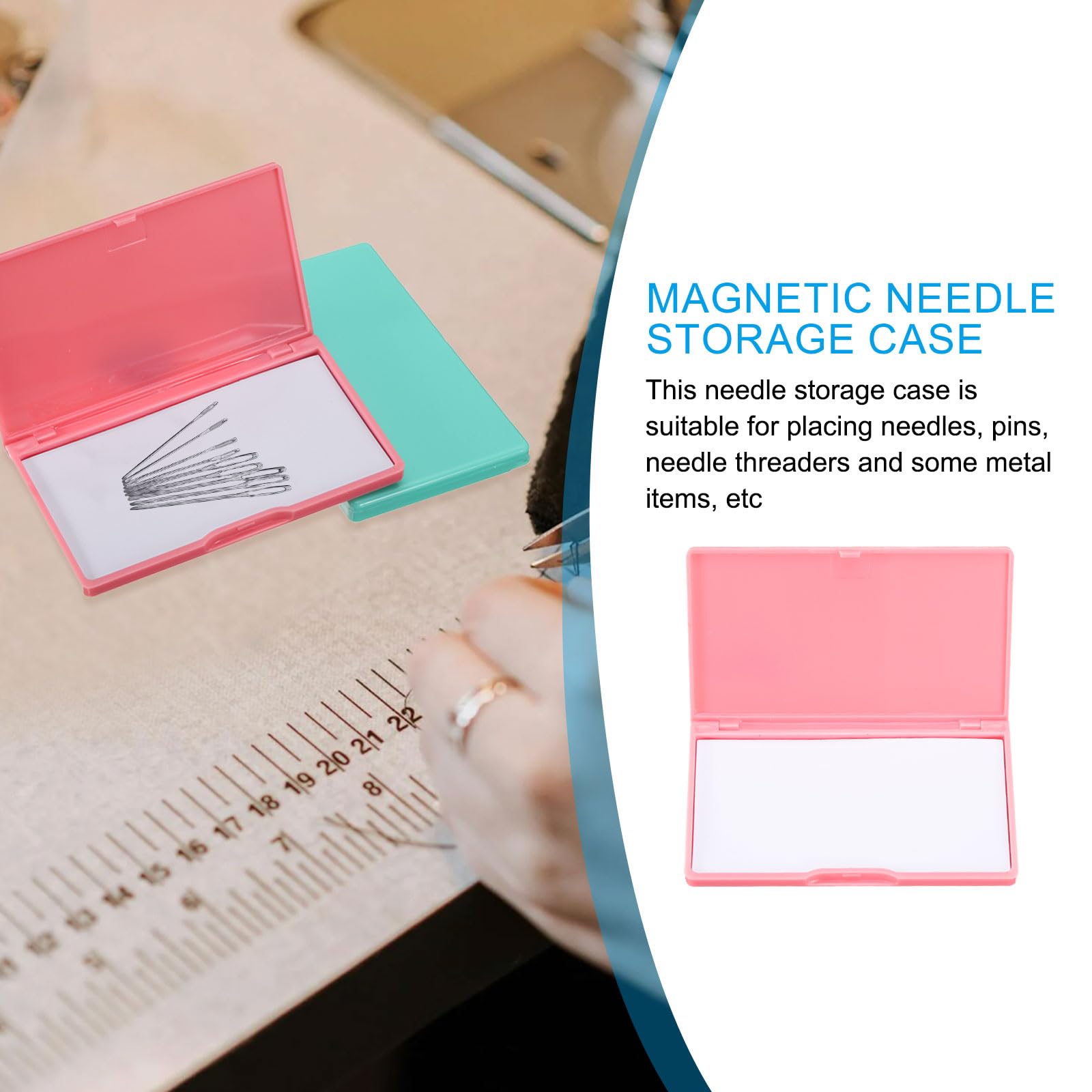 PATIKIL Magnetic Needle Storage Case, 2 Pcs Plastic Portable Sewing Pin Keeper Needle Organizer Box Container for Embroidery Knitting Stitching, Pink