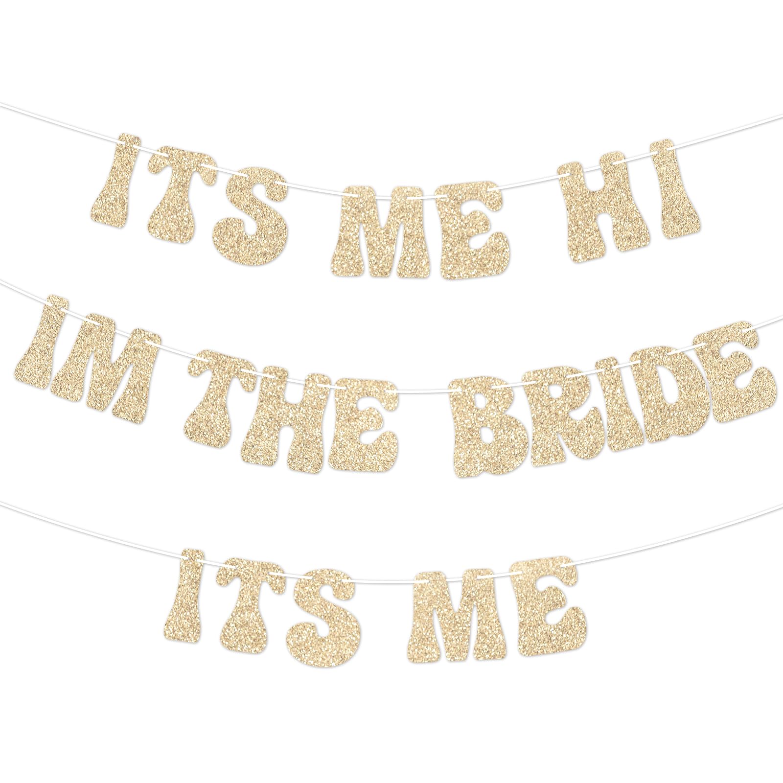 Bride Party Banner, 9.84 Feet Pre-Strung Bachelorette Banner Gold Its Me Hi I'm The Bride Its Me Banner Singer Party Decorations Wedding Photo Props