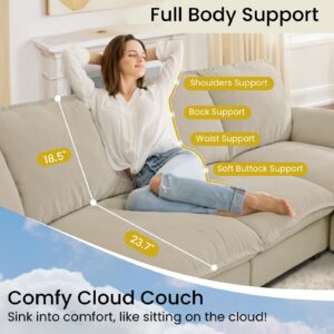 HALLYBEE Modular Sectional Sofa Deep Seat Cloud Couch with Reversible Chaise L Shaped Couch with Padded Armrests Chenille Sectional Couches for Living Room Apartment Office Beige