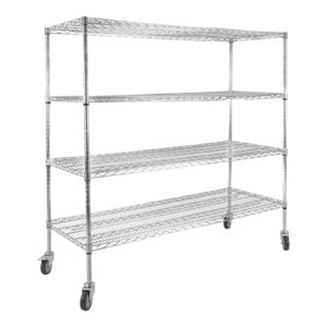 etkeghip adjustable shelving with wheels, 1760lbs heavy duty 4-tier shelving metal shelves, 60x24x58in steel wire storage shelf commercial grade utility rack for garage, kitchen