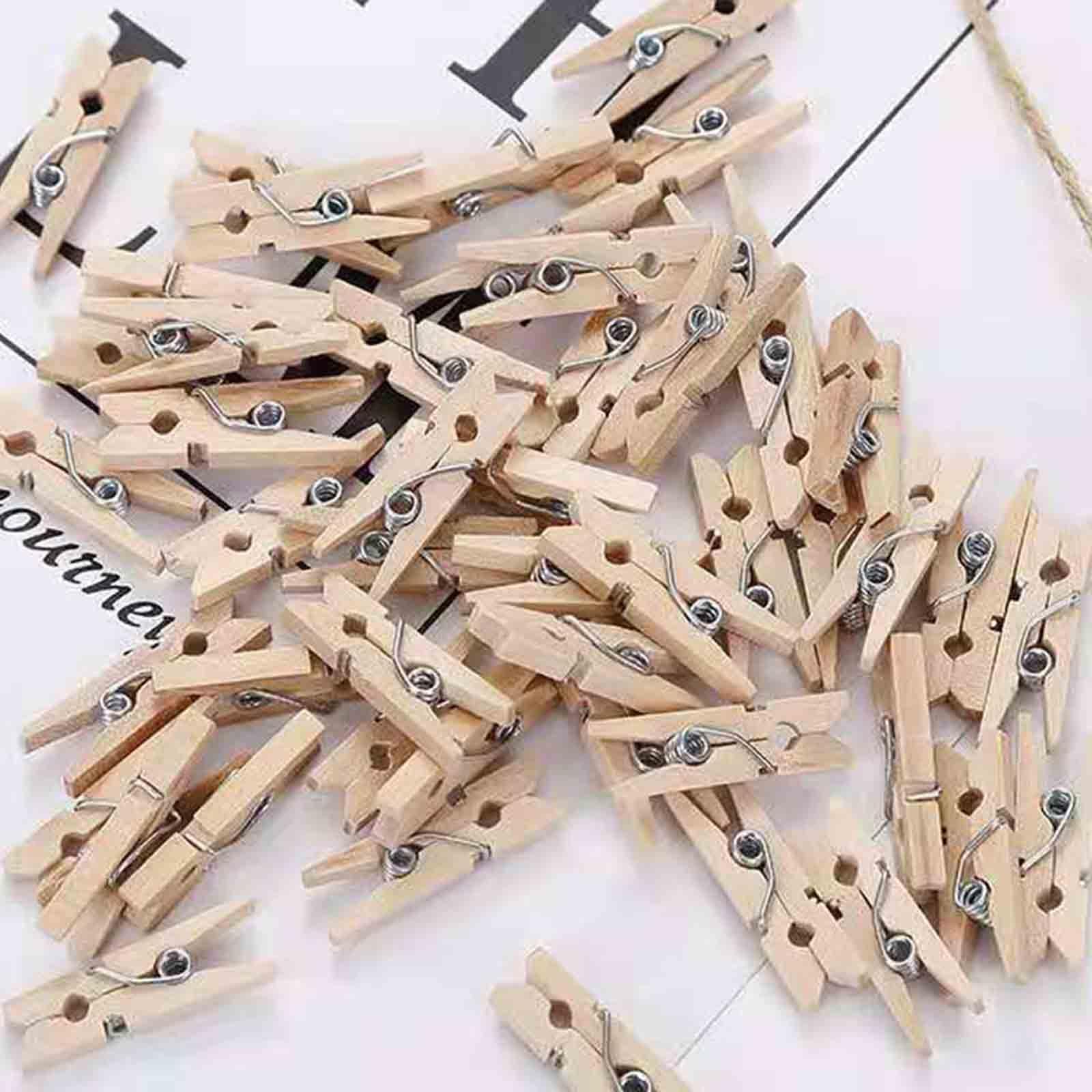 Mini Clothes Pins for Photo, Small Clothespins 100 pcs 1" Natural Wooden Mini Clothes Pins, Mini Photo Clips Small Clothes Pins for Photos, Crafts, Arts, Cocktails