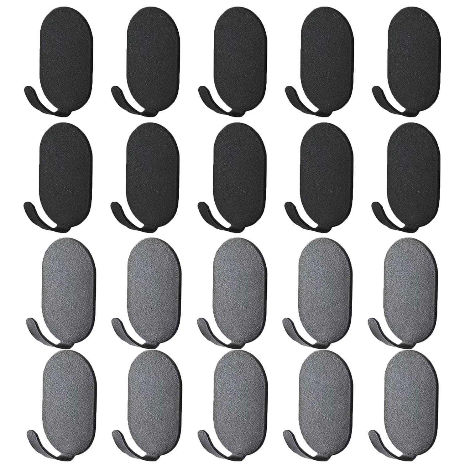 Ourart 20 Pcs Wall Mounted Coat Hooks, Adhesive Hanger Hook for Towel, Key, Robe, Scarf, Bag, Cap - Black and Gray