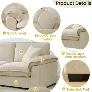 HALLYBEE Modular Sectional Sofa Deep Seat Cloud Couch with Reversible Chaise L Shaped Couch with Padded Armrests Chenille Sectional Couches for Living Room Apartment Office Beige