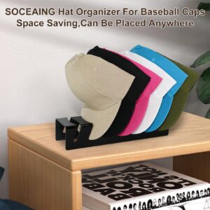 Generic SOCEAING 2 Pack New Hat Stand for Baseball Caps Display and Organizer,No Install Acrylic Hat Holder for 14 Baseball Caps for Bedroom, Closet, Dresser and Office, black