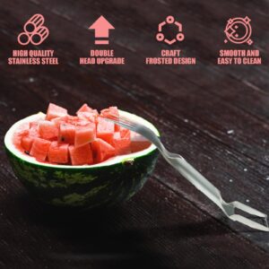 Watermelon Fork Slicer Cutter,2Pcs 2-in-1 Stainless Steel Fruit Cutter,Dual Head Stainless Steel Fruit Forks Slicer for Home Home Kitchen Gadget Party Camping