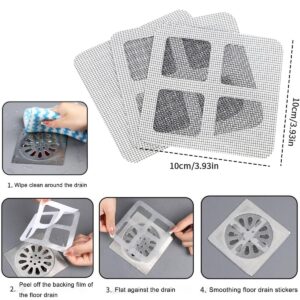 Disposable Hair Drain Catcher Mesh Stickers,Upgraded Floor Drain Sticker, Shower Hair Catcher, Hair Drain Sticker, Drain Mesh Strainer for Bathroom Laundry Bathtub Kitchen (10 Pcs)