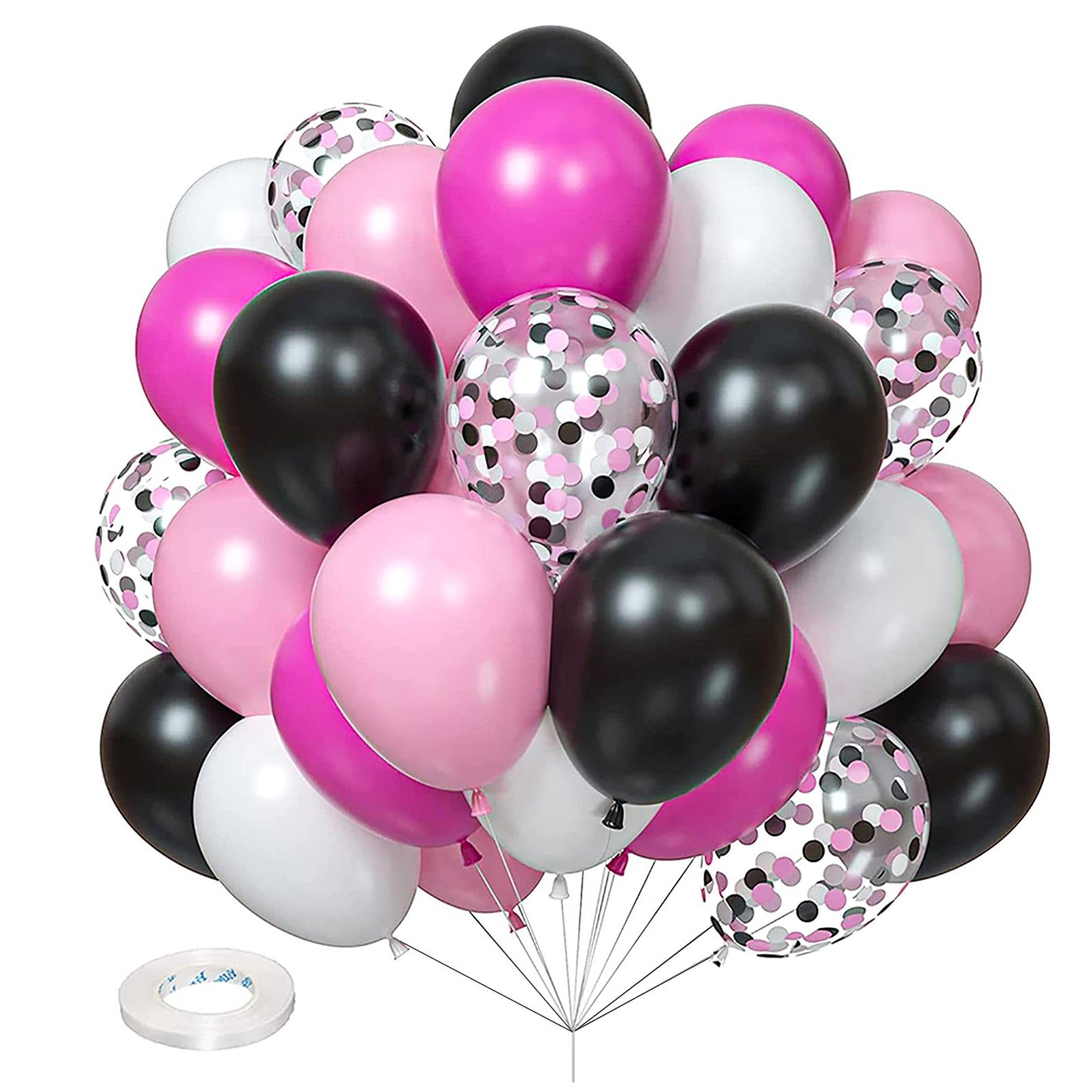 12inch Pink Rose Red White Black Balloons and Confetti Balloon for Wedding Bridal Birthday Baby Shower Decoration