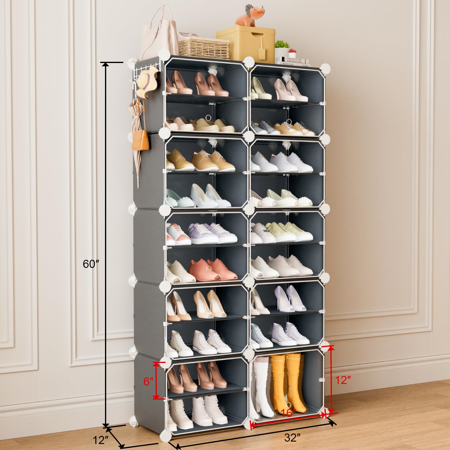 10 Tier Shoe Rack Organizer with Covers 40-Pair Shoe Storage Cabinet Shoe Organizer Cabinet Closet Shoe Organizers and Storage Closed Shoe Rack Storage Organizer for Closet Entryway Bedroom Garage