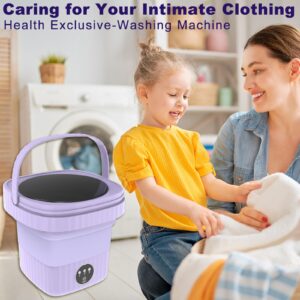 Portable Washing Machine, Mini Washing Machine, Foldable Washer With Spin Dryer, Small Collapsible Laundry for Travel, Apartment, Dorm, Camping, RV, Underwears, Socks, Baby Clothes, Purple