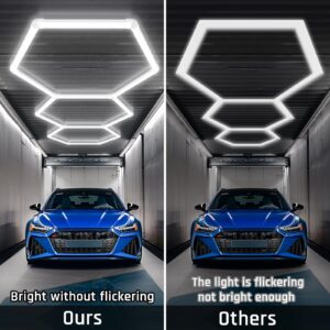 X-Litall Hexagon Garage Led Lights - Hexagon LED Lights, 6500K 17280LM Car Ceiling Detailing Shop Lights for Garage, Basement, Workshop, Warehouse, Gym, Barber, Auto Beauty Shop