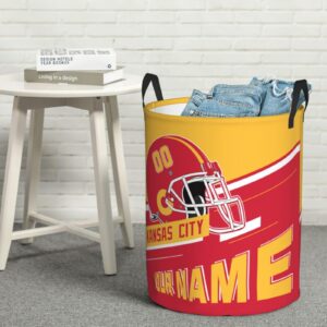 Kansas City Custom Name Freestanding Waterproof Laundry Basket, Water-Resistant, Easy To Store, Round Single-Layer Laundry Hamper