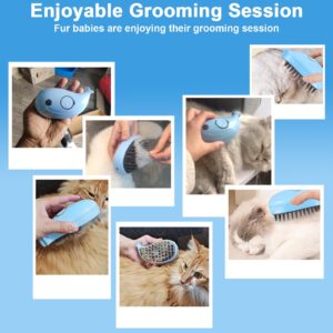 Nepfaivy Cat Steam Brush for Shedding - 3 in 1 Pet Steam Brush for Dog and Cat, Rechargeable Steamy Cat Brush, Spritz Defur Comb for Cats, Steamer Brush for Massage, Grooming and Removing Loose Hair