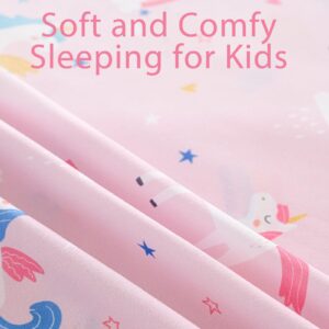 Vinogusto Twin Sheets Set Kids Pink Unicorn - 3 Pieces Breathable Printed Bedding Set - Fit Deep Pocket Soft Bed Sheets for Girls - Lightweight Cozy Twin Fitted Sheet