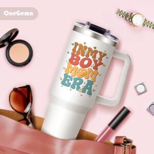 OneGemn Boy Mom Tumbler with Handle, Boy Mom Gifts for New Mom - 40 oz In My Boy Mom Cups Tumbler with Lid and Straw - Boy Mom Gifts for Mothers Day Birthday Christmas Gifts for Boy Mom