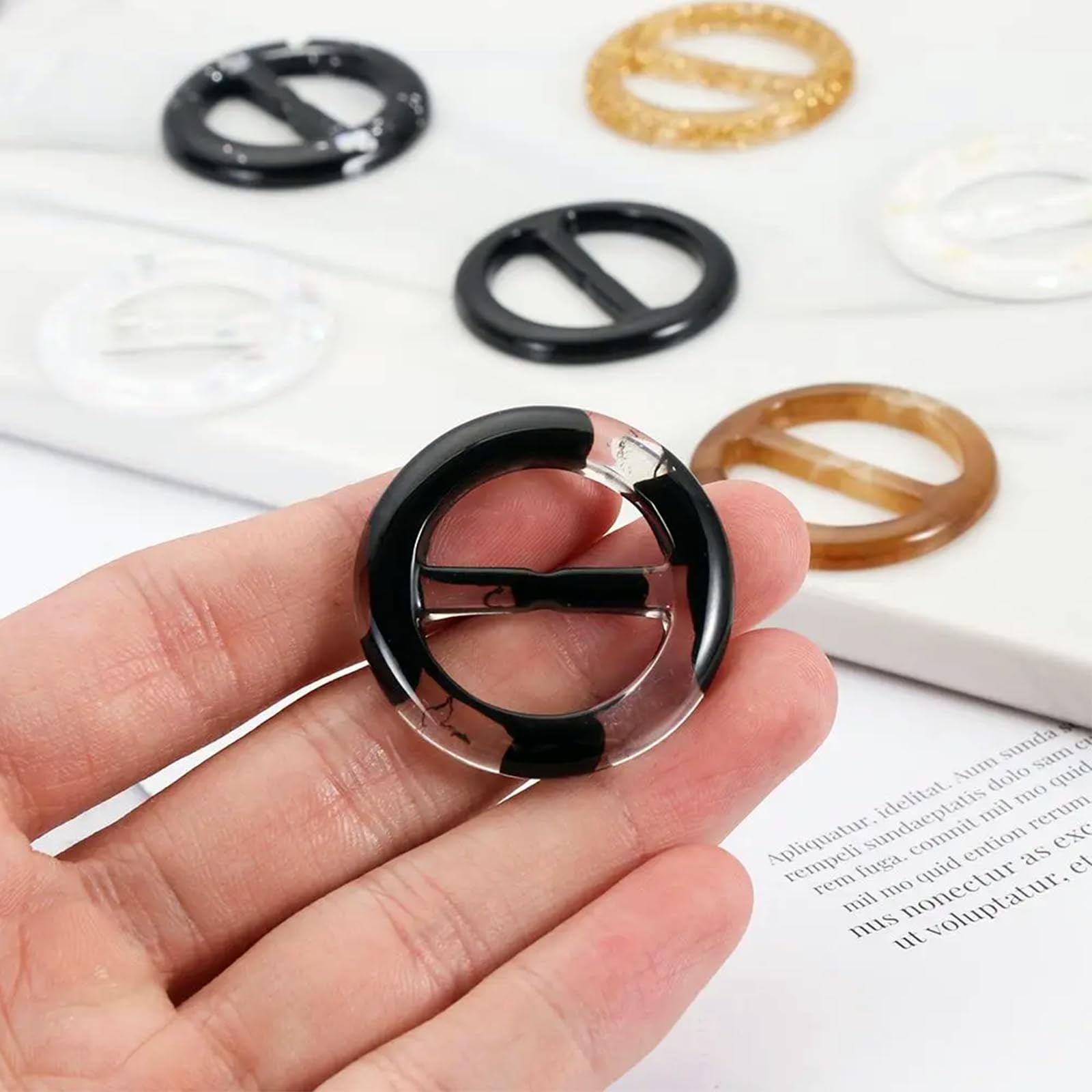 30 PCS Shirt Ties Clips for Women, Circle Hooks,Scarf Ring,T Shirt Ties or Rings, Resin Scarves Buckle,Clothing Corner Knotted Ring Buckle, Suitable for Women and Girls(1.57 Inche)