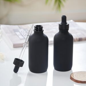 SprayDroplet 2 Pcs, 4oz Dropper Bottle, Glass Leakproof Tincture Bottles with Dropper, Black Reusable Eye Dropper Bottle, Preety Frosted Texture, for All Kinds of Liquids (Black-Frosted, 4oz-2pcs)