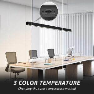 SCON 4FT 40W LED Black Anti-Glare Linkable Pendant Light,2400LM UGR<22 0-10V Dimmable Linear Surface Mount Shop Light,3000K-4000K-5000K Switchable Ceiling Mount Office Light,Hanging Light For Workshop