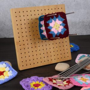 Crochet Blocking Board with Pins，Granny Square Blocking Board for Crocheting,Blocking Mats for Knitting with 15 Stainless Steel Rod pins，Ideal Gift for Mothers & Grandmothers，7.8 X 7.8 Inches.