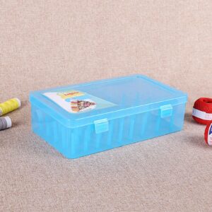 Generic Compact Sewing Thread Holder with Lid for 42 Spools, Blue, 23.7x13.7x6.6cm