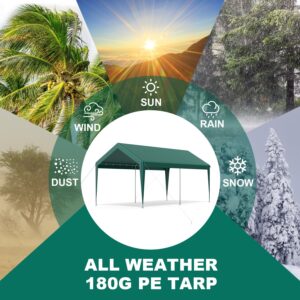 Raxmolo 10x20FT Heavy Duty Carport, Portable Car Canopy Garage Boat Shelter Party Tent, UV Resistant Waterproof Carport Canopy with Four Wind-Resistant Ropes, Green