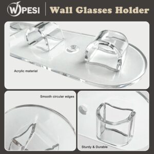 WPESI Wall Glasses Holder 2 pack,Sunglass Organizer,Acrylic Sunglasses Display,Sunglasses Rack for Hanging Your Multiple Eyeglasses, Sunglasses Holder Eyeglass Holder Stand (Clear, 6 Slots)