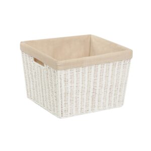 YQDSTE Lined Storage Basket (White/Natural, 13"" 15"" x 10""), YST-021