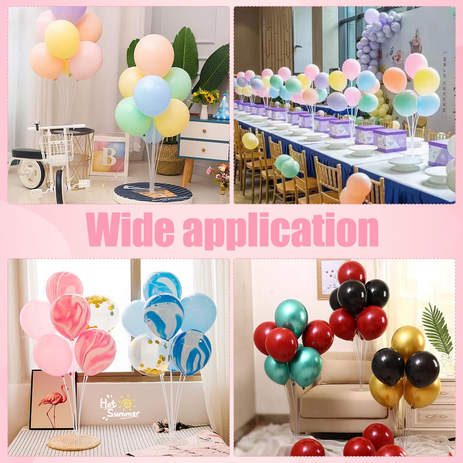 4 Set Balloon Stand Kit, Balloon Sticks Holder with Base for Table Balloon Stands for Table Floor Decorations, Graduation Birthday Baby Shower Gender Reveal Anniversary Wedding Party Decorations