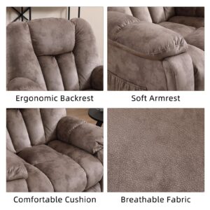 EBELLO Reclining Sofa for Living Room, Extra Wide Modern Overstuffed 3 Seat Recliner Manual Sofa Chair with Hidden Armrest Cup Holders, Breathable Soft Fabric and Padded Seat, Light Brown