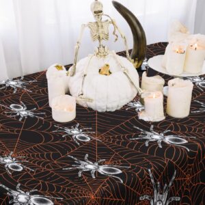 DAZONGE Halloween Decorations Indoor/Outdoor, Spill-Proof Spider Web Tablecloth, 2 Pack Plastic Halloween Table Covers 54''x110'' Black, Halloween Decor for Trick or Treat Events