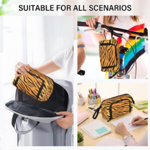 Quteprint Large Capacity Pencil Case, Animal Tiger Skin Pattern Portable Pencil Bag Pen Case Pouch with Zipper, Office School Stationery Bag Pencil Box Holder for Teens Girls Boys Adults Student