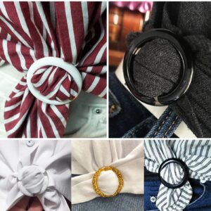 30 PCS Shirt Ties Clips for Women, Circle Hooks,Scarf Ring,T Shirt Ties or Rings, Resin Scarves Buckle,Clothing Corner Knotted Ring Buckle, Suitable for Women and Girls(1.57 Inche)