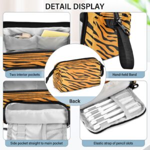 Quteprint Large Capacity Pencil Case, Animal Tiger Skin Pattern Portable Pencil Bag Pen Case Pouch with Zipper, Office School Stationery Bag Pencil Box Holder for Teens Girls Boys Adults Student