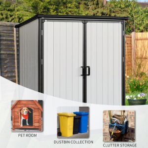 Favfurish c Outdoor Storage Shed Waterproof Resin Cabinet Heavy Duty Metal Sheds, with Lockable Doors,Tool Sheds for Garden,Backyard,Lawn,Bikes and Patio Furniture,Easy Assembly,Gray