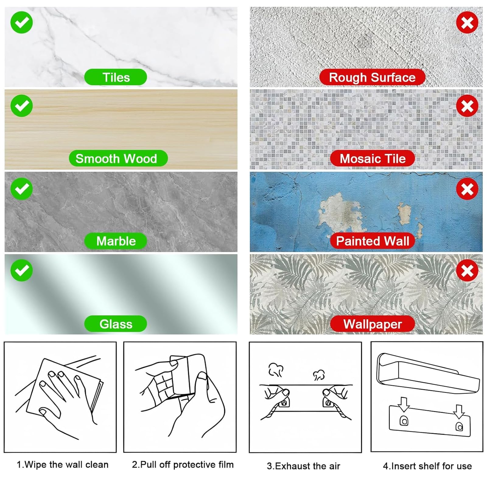 CGBE 2 Pack Shower Caddy Adhesive for Replacement 10.5 x 2.8 Inch, No Drilling, Easy Installation, 22 Lbs Capacity - Ideal for Shower, Spice Rack, Kitchen Storage