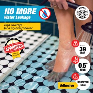 Shower Threshold Water Dam Barrier 39" - Transparent Collapsible Shower Water Blocker - Guard for Walk in Shower - Water Guard Stopper for Floor - Shower Door Water Blocker by Hippo Dam