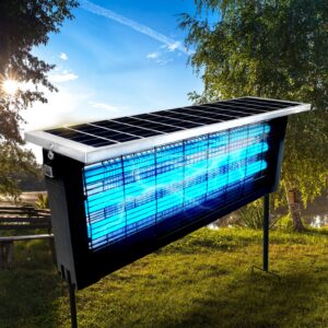 powerful large solar bug zapper outdoor for 3500 sq.ft, poartable rechargeable mosquito zapper with high powered, cordless solar fly zapper for patio garden backyard rv camping pond pest control