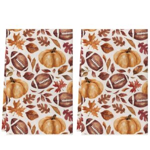 zaew fall football maple leaf pumpkin kitchen towels autumn decorations dish towels 18x26 inch hand towels set of 2