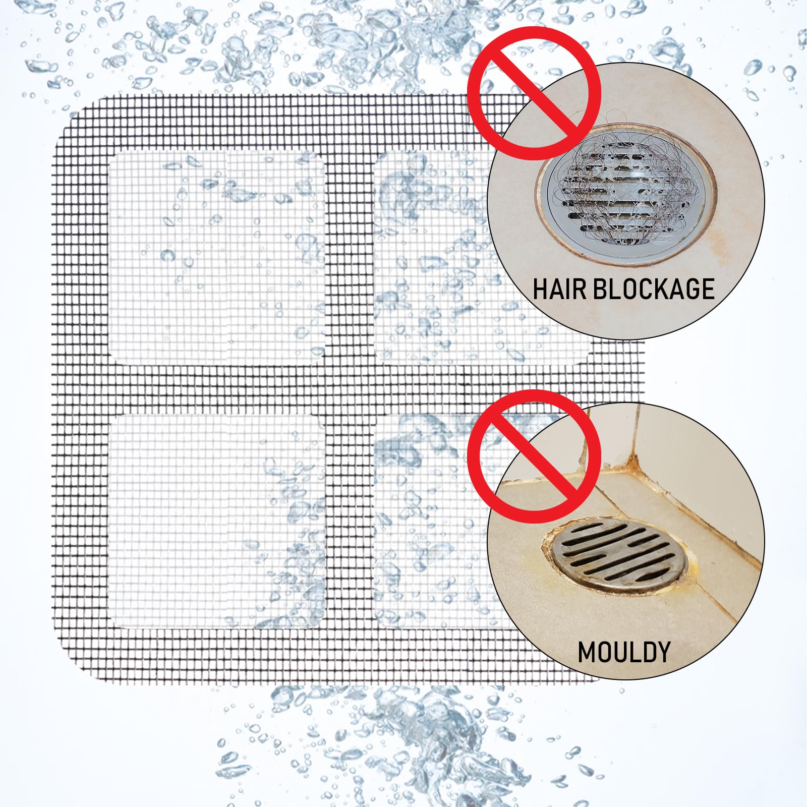 Disposable Shower Drain Cover Hair Catcher4 X 4" Disposable Floor Drain Sticker 50 PCS/Set Covers to Catch Hair and Debris. These mesh Stickers can be Used in bathrooms, Laundry Rooms and bathtubs