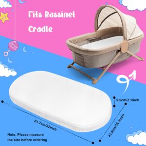 Mattress Pad with Storage Bag| Oval Shape Bassinet Mattress Pad, Firm Support and Comfort Premium Foam, Breathable, Hypoallergenic, Premium Foam Mattress Pad, Non-Toxic Pad, 16"x32"x1.96", White