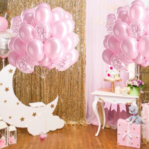 12inch Pink Balloon and Metallic Silver Balloon for Wedding Bridal Birthday Baby Shower Decoration